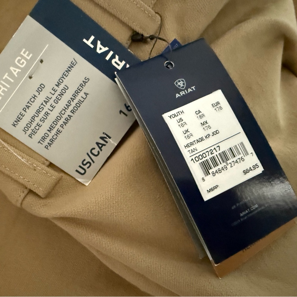 Ariat Youth Heritage Beige Jodhpurs - New with Tags